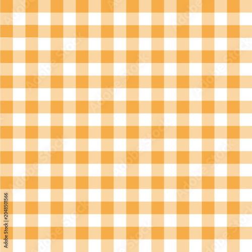 Tangerine Orange gingham check pattern background, cute seamless pastel grid texture