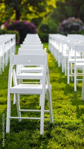 A serene outdoor seating arrangement on lush green grass