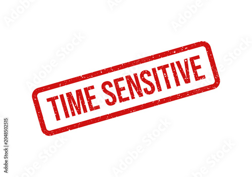 Time sensitive red stamp with distressed edges