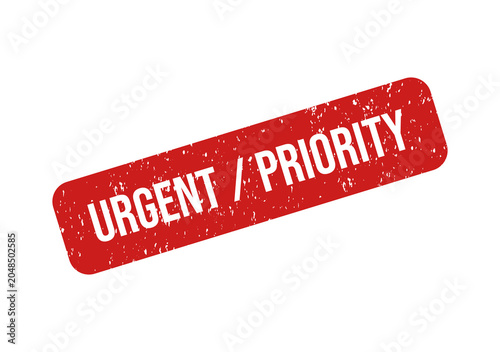 Urgent priority red stamp with distressed texture