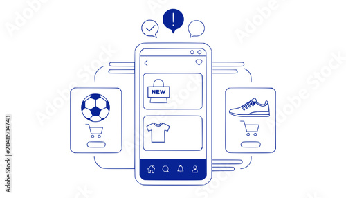 Online Shopping App for Sports Gear: Soccer Ball and Sneakers