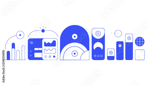 Abstract Music Equipment, Audio Devices, Sound System, Dj Gear, Vector Art
