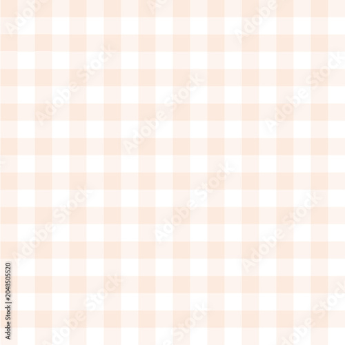 Light Peach Pink gingham check pattern background, cute seamless pastel grid texture