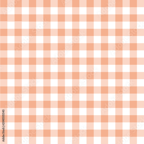 apricot Pink gingham check pattern background, cute seamless pastel grid texture
