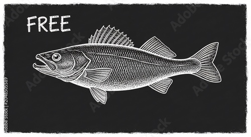 Chalkboard Catch: A Linocut Walleye's Whisper