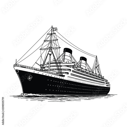 Foto Large ocean liner ship sailing on water