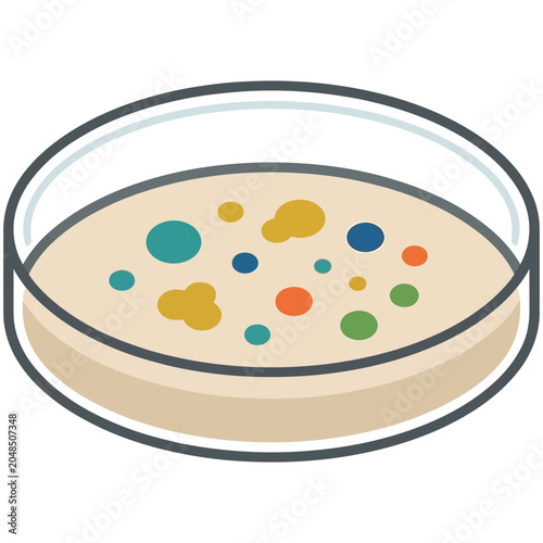 Canvastavla Top view of petri dish with growing bacterial colonies in lab setting, bacteria
