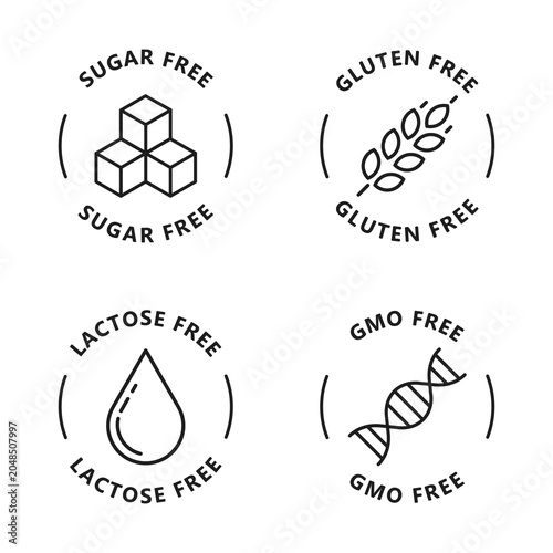 Food label set. Black color. White background.