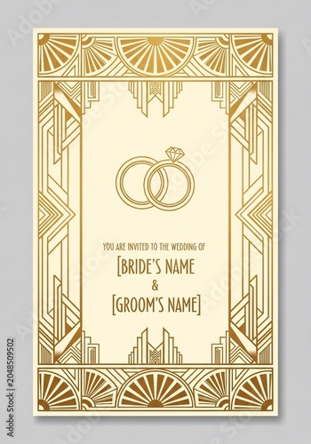 Gilded Union: An Art Deco Celebration Invitation