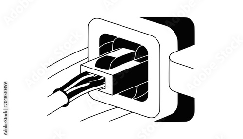 Close-up illustration of a USB-C connector plugging into a port