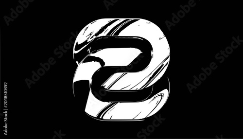 Abstract Swirls Forming Number Two on Black Background