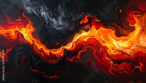 A swirling abstract art piece with fiery colors