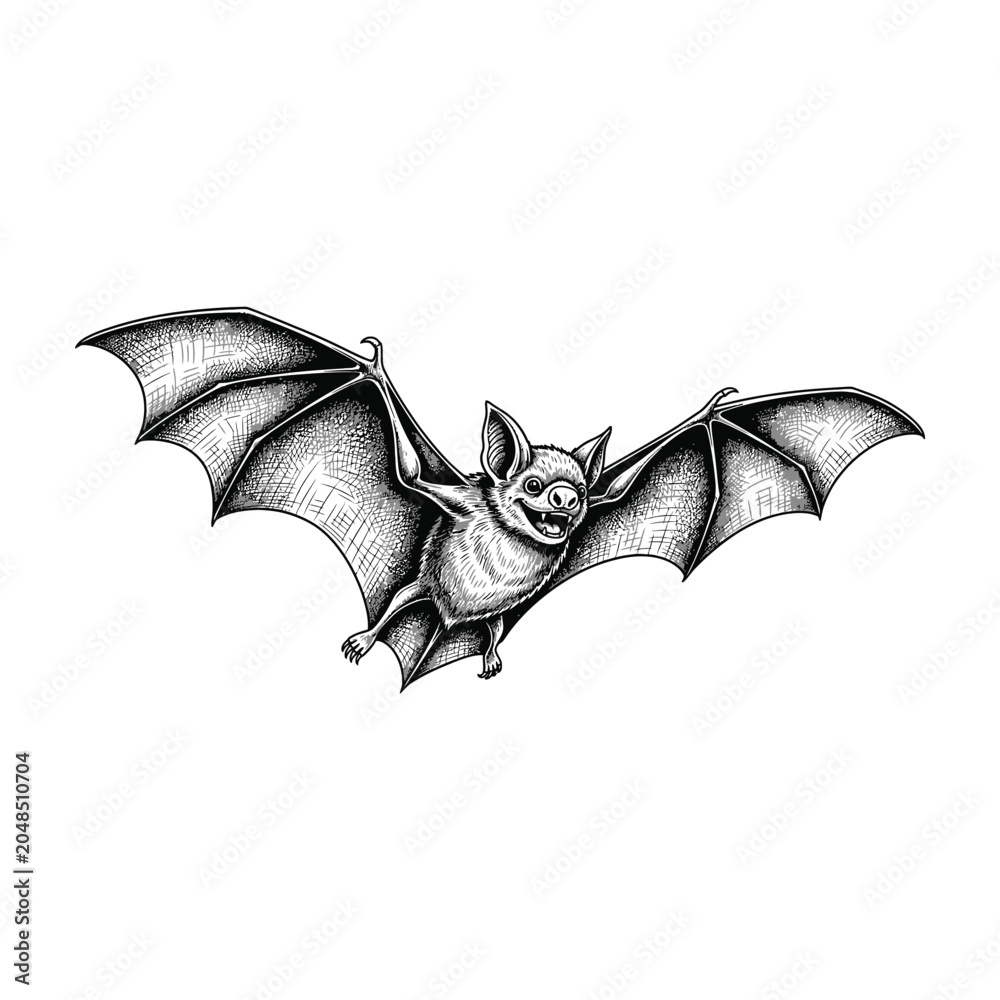 Fototapeta premium Flying bat in mid air with spread wings