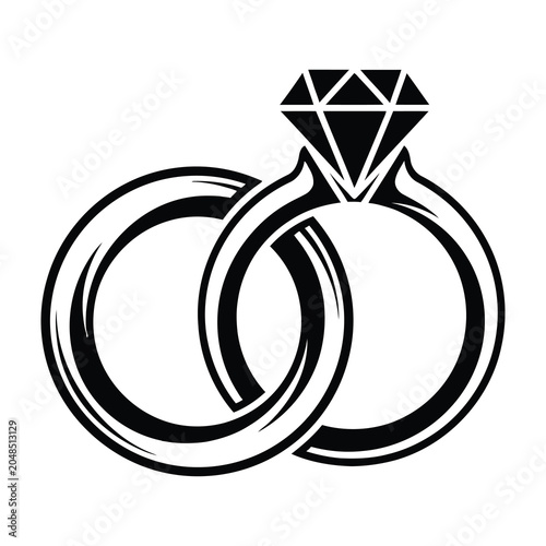 Wedding rings with diamond engagement ring