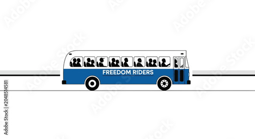 Foto Illustration of a bus with passengers, symbolizing freedom and travel