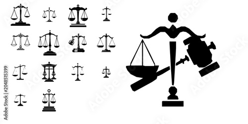 Konstfotografi Criminal Law Justice Flat Vector Icon with Clean Lines on White Background