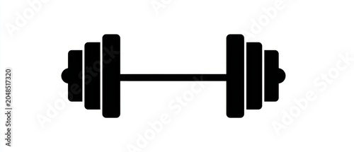 Minimalist barbell illustration for weightlifting and gym workouts with strength training exercise equipment bodybuilding performance silhouette isolated background powerlifting gymnasium