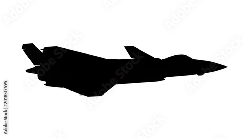 Bild auf Leinwand Isolated modern stealth fighter jet silhouette, advanced military warplane graph
