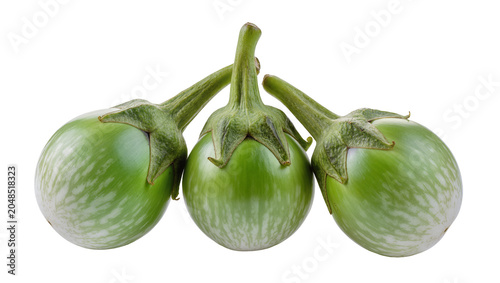 Foto Isolated fresh green Thai eggplant vegetables ready for healthy cooking ingredie