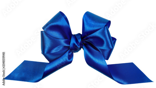 Quadro su tela Isolated luxurious shiny royal blue gift bow ideal for wrapping presents and cel
