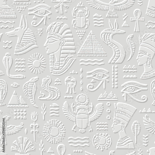 Bild auf Leinwand Egyptian 3D textured embossed seamless pattern