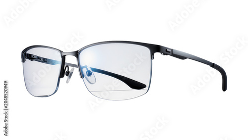 Foto Isolated stylish men's semi-rimless progressive eyeglasses with dark frames and clear lenses