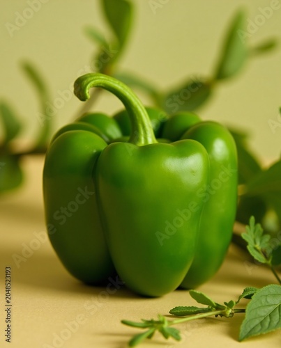 green pepper on a white background