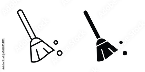 Tableau sur toile Broom sweeping dust icon collection in black vectors. Eps10 icons