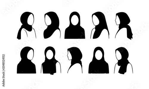 Photography Set of Diverse Hijab Silhouettes in Various Styles