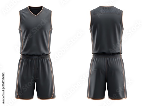 Professional Black Basketball Jersey Set Front and Back View