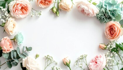 Beautiful Floral Arrangement with Roses and Babys Breath.
