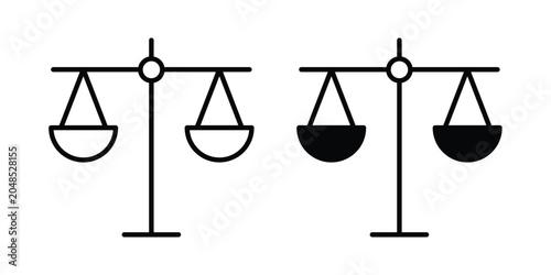 Canvas Print justice balance scale icon collection in black vectors