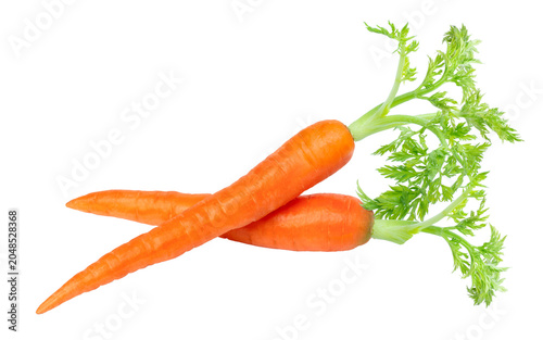 Foto carrots with leaves isolated on transparent background.