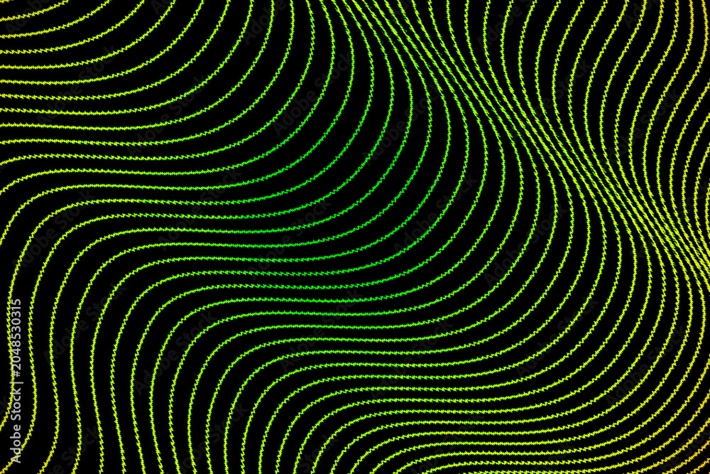 Fototapeta premium Neon Green Wavy Lines Abstract Background With Optical Wave Pattern And Futuristic Motion