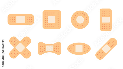 Εκτύπωση καμβά Set of adhesive bandage shapes isolated on white background