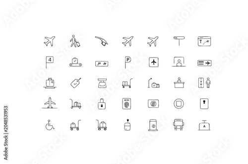 Set of flat icons for travel and transportation