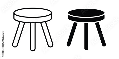 Obraz na płótnie Three legged stool icon collection in black vectors. Eps10 icons