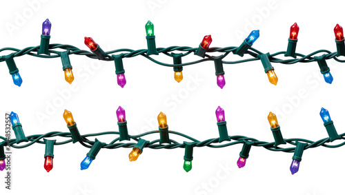 Fotografi Isolated string of vibrant multicolored festive Christmas lights for holiday sea