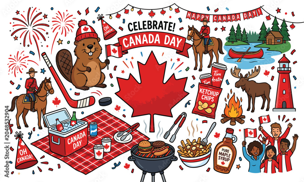 Fototapeta premium Vibrant canada day celebration illustration