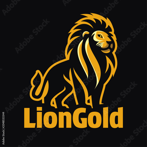 Dark Gold Lion Mascot Silhouette