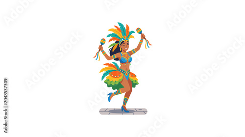 Bild auf Leinwand Colorful Caribbean Carnival Dancer in Traditional Costume