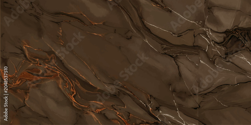 Fotografija A rich, textured brown marble slab with swirling veins of white and coppery orange, evoking luxury and sophistication