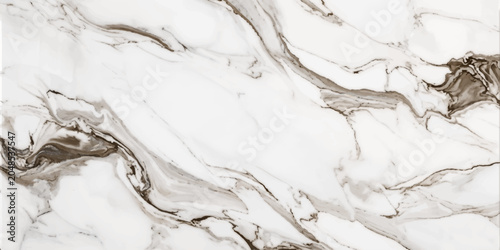 Фотография A captivating abstract pattern resembling white marble with dramatic swirling veins of dark brown and grey, creating a sense of natural artistry and elegant texture