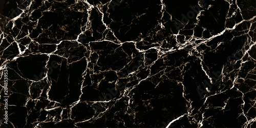 Foto Black Marble Texture: A striking close-up of a black marble surface, revealing intricate white veins that create a captivating, natural pattern
