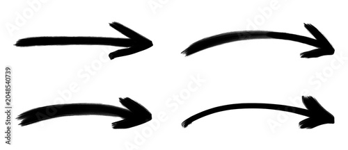Hand Drawn Arrow Set Brush Stroke Direction Arrows Collection Sketch Pointer Elements Isolated on White Background