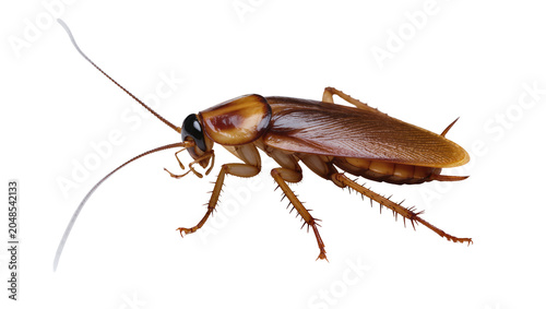 Konstfotografi Isolated single brown American cockroach, common insect pest with antennae and s