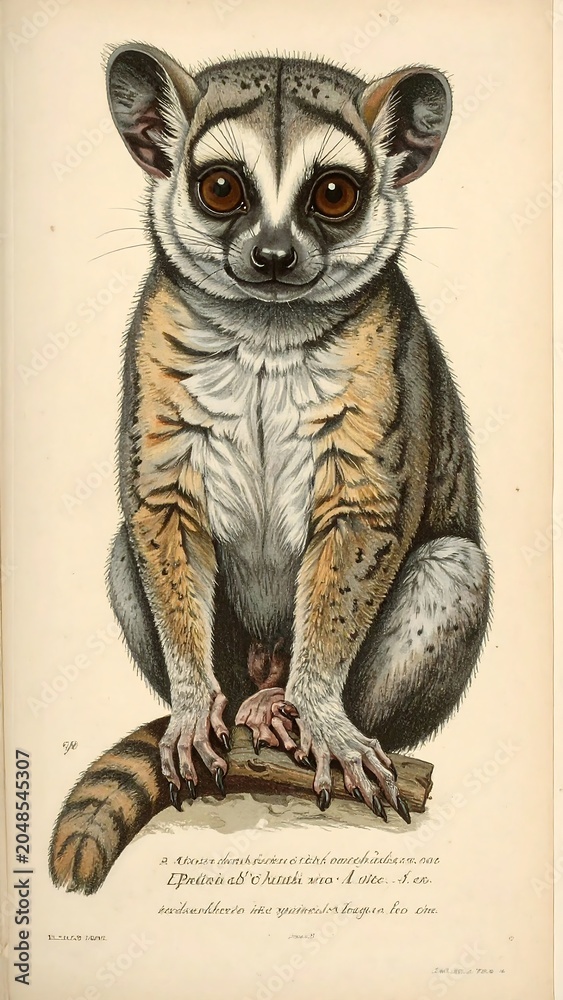 Obraz premium A lemur sitting on a branch with a curious expression