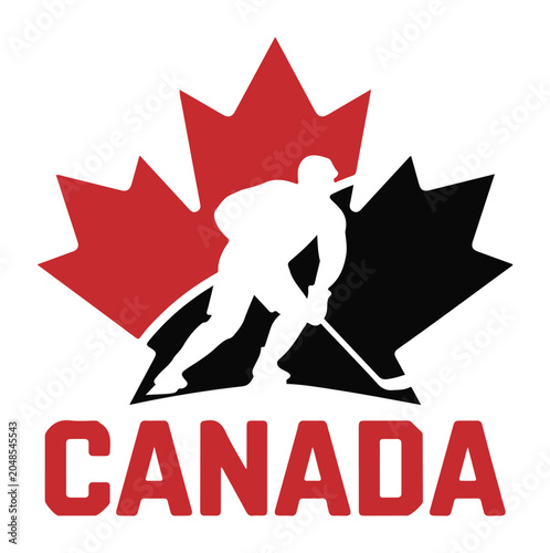 Ice Hockey Player Canada Logo