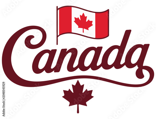 Canada Wordmark with Flag and Maple Leaf