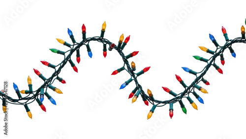 Obraz na plátne Isolated vibrant colorful Christmas string lights glowing brightly for festive d